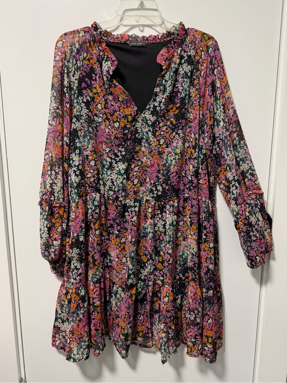 Vince Camuto Floral Dress | Size XL | Pink Orange Black Dress